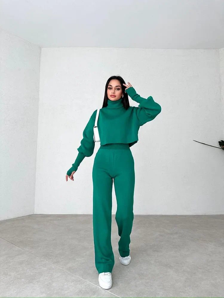 Noraflex Womens Knit Turtleneck Lounge Set Product Image 03