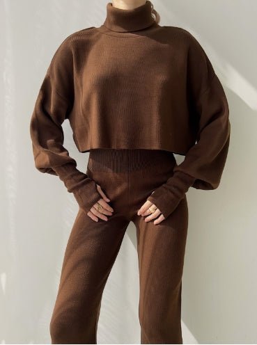 Noraflex Womens Knit Turtleneck Lounge Set Product Image 06