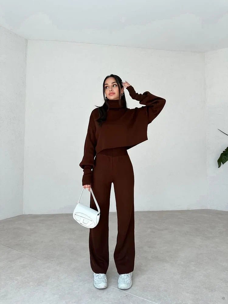 Noraflex Womens Knit Turtleneck Lounge Set Product Image 07