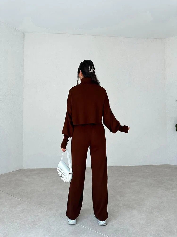Noraflex Womens Knit Turtleneck Lounge Set Product Image 08