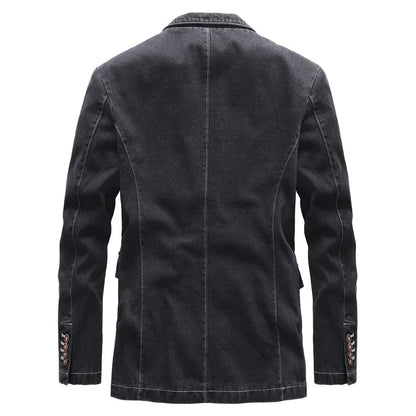 Norla Denim Jacket — Dark - Wash Vintage Style with Wooden Buttons (Black XS) - | Zavonix