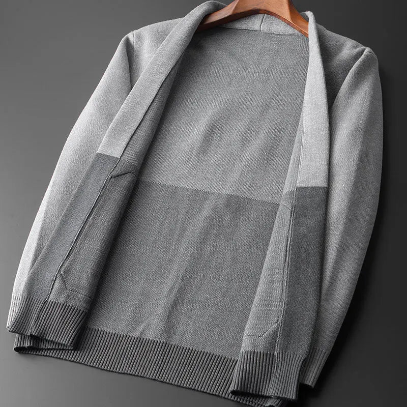 Nordelle — Knit Open - Front Cardigan with Color - Block Detail (Gray S) - | Zavonix