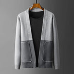 Nordelle — Knit Open - Front Cardigan with Color - Block Detail (Gray S) - | Zavonix