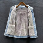 Norelvo — Men's Insulated Denim Winter Jacket with Fleece Lining (Light Blue XS) - | Zavonix