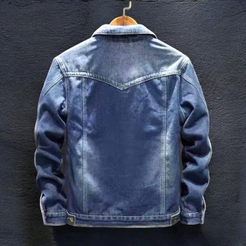 Norelvo — Men's Insulated Denim Winter Jacket with Fleece Lining (Dark Blue XS) - | Zavonix