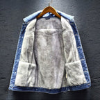 Norelvo — Men's Insulated Denim Winter Jacket with Fleece Lining (Dark Blue XS) - | Zavonix