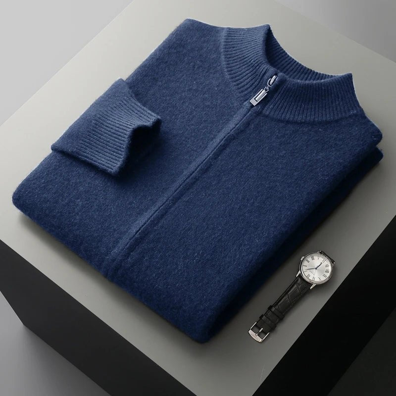 Noren — Premium Cashmere Merino Wool Cardigan with Soft Warmth (Blue S) - | Zavonix