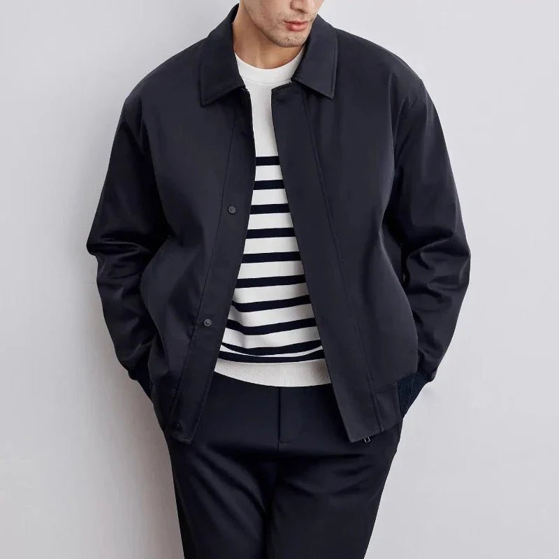 Norla Bomber Jacket — Tailored Fit with Premium Snap Closures (Navy Blue S) - | Zavonix