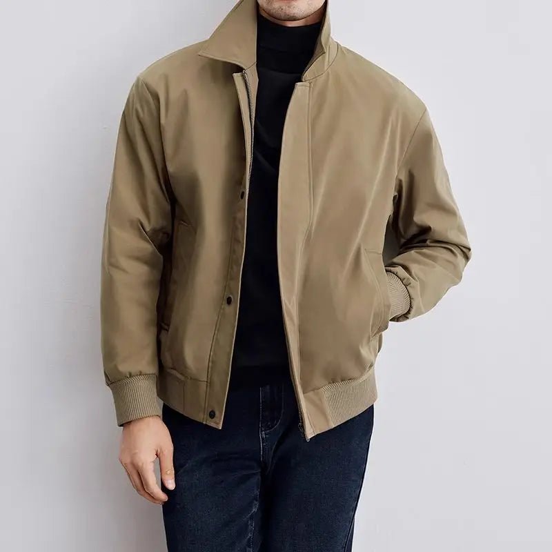 Norla Bomber Jacket — Tailored Fit with Premium Snap Closures (Khaki S) - | Zavonix