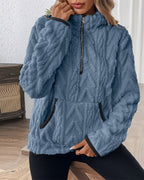 Norla — Casual Pleuche Sweater with Zippered Pockets