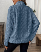 Norla — Casual Pleuche Sweater with Zippered Pockets