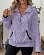 Norla — Casual Pleuche Sweater with Zippered Pockets