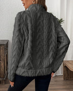 Norla — Casual Pleuche Sweater with Zippered Pockets