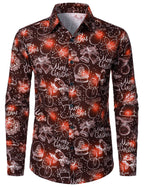 Norla Classic — Men's 100% Cotton Christmas Long Sleeve Shirt (Brown S) - xmas | Zavonix