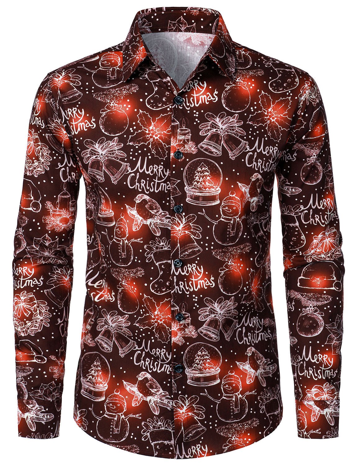 Norla Classic — Men's 100% Cotton Christmas Long Sleeve Shirt (Brown S) - xmas | Zavonix