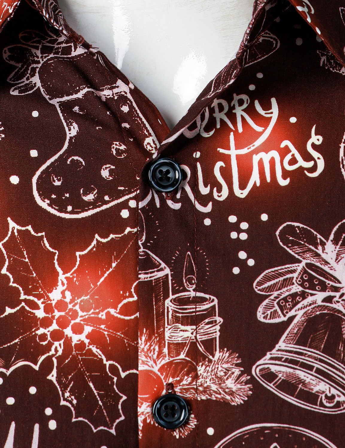 Norla Classic — Men's 100% Cotton Christmas Long Sleeve Shirt (Brown S) - xmas | Zavonix