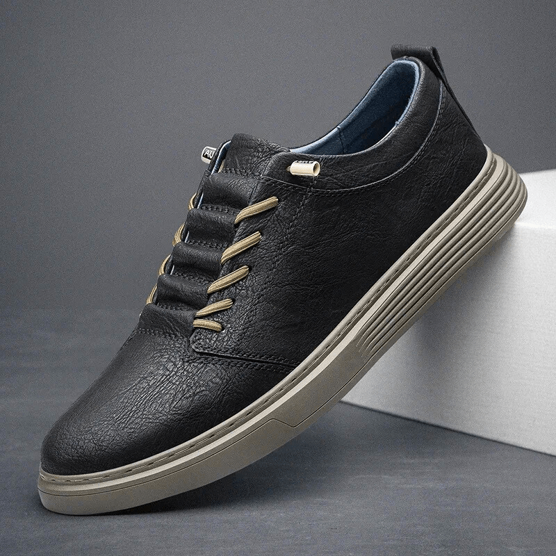 Norla — Genuine Leather Sneakers with Cushioned Comfort and Durable Sole (Black 6) - | Zavonix