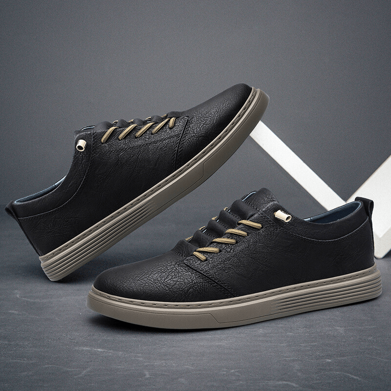 Norla — Genuine Leather Sneakers with Cushioned Comfort and Durable Sole (Black 6) - | Zavonix