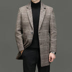 Norla — Heavyweight Wool Overcoat with Classic Checkered Design (Gray XS) - | Zavonix