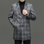 Norla — Heavyweight Wool Overcoat with Classic Checkered Design (Gray XS) - | Zavonix