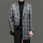 Norla — Heavyweight Wool Overcoat with Classic Checkered Design (Gray XS) - | Zavonix