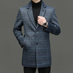 Norla — Heavyweight Wool Overcoat with Classic Checkered Design (Gray XS) - | Zavonix