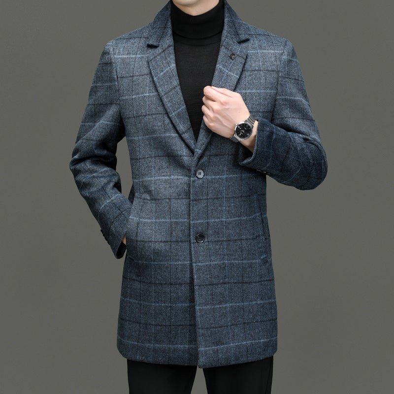 Norla — Heavyweight Wool Overcoat with Classic Checkered Design (Gray XS) - | Zavonix