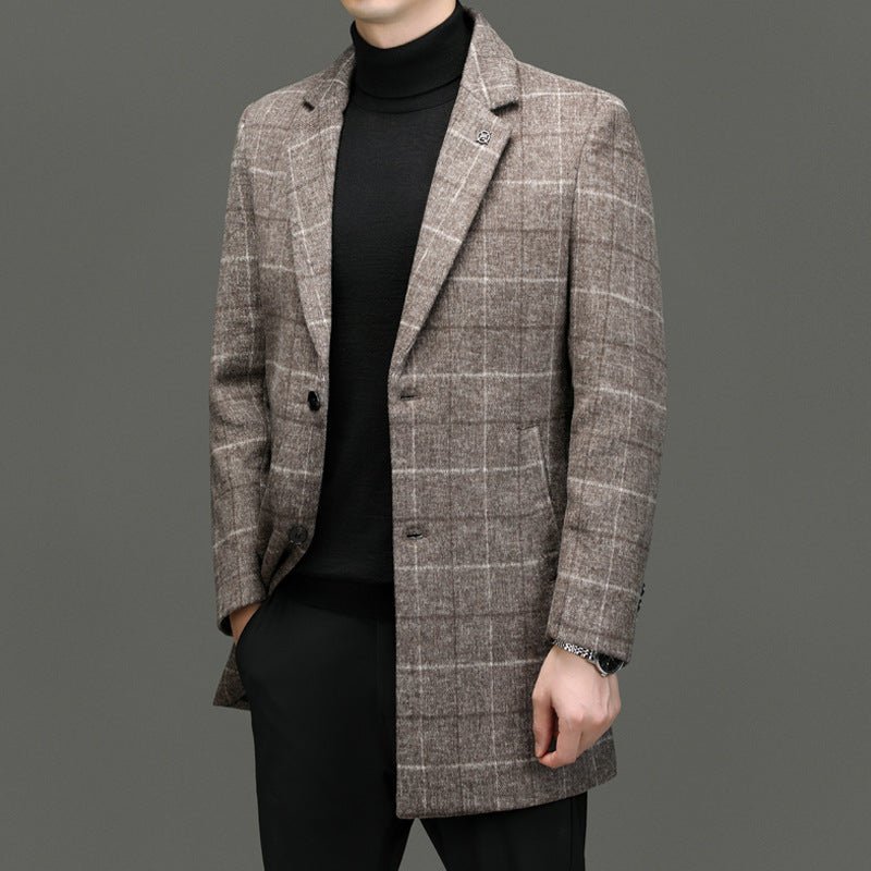 Norla — Heavyweight Wool Overcoat with Classic Checkered Design (Gray XS) - | Zavonix