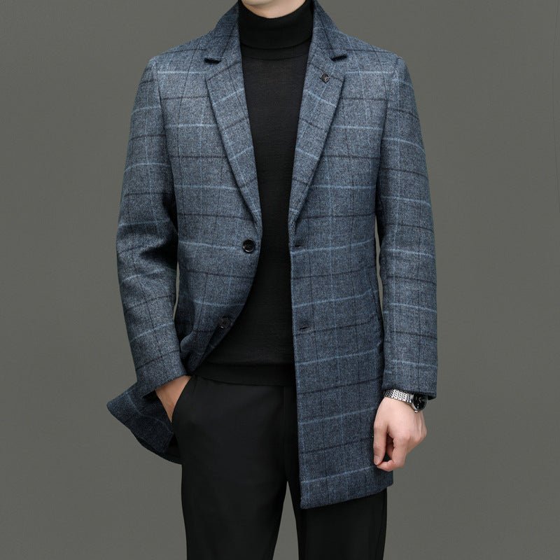 Norla — Heavyweight Wool Overcoat with Classic Checkered Design (Gray XS) - | Zavonix