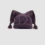Norla Knit Beanie — Warm Handcrafted Winter Hat with Tassels (Purple ) - | Zavonix