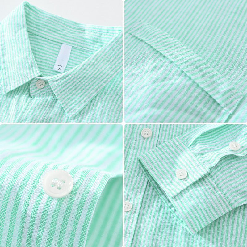 Norla — Lightweight Linen Shirt with Textured Stripes (Mint XS) - | Zavonix