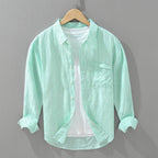 Norla — Lightweight Linen Shirt with Textured Stripes (Mint XS) - | Zavonix