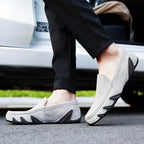 Norla — Men's Suede Loafers with Hand - Stitched Upper and Rubber Sole (White 6) - | Zavonix