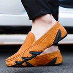 Norla — Men's Suede Loafers with Hand - Stitched Upper and Rubber Sole (Brown 6) - | Zavonix