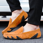 Norla — Men's Suede Loafers with Hand - Stitched Upper and Rubber Sole (Brown 6) - | Zavonix