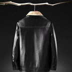 Norla — Men's Textured Leather Jacket with Wool - Fleece Lining (Black XS) - | Zavonix