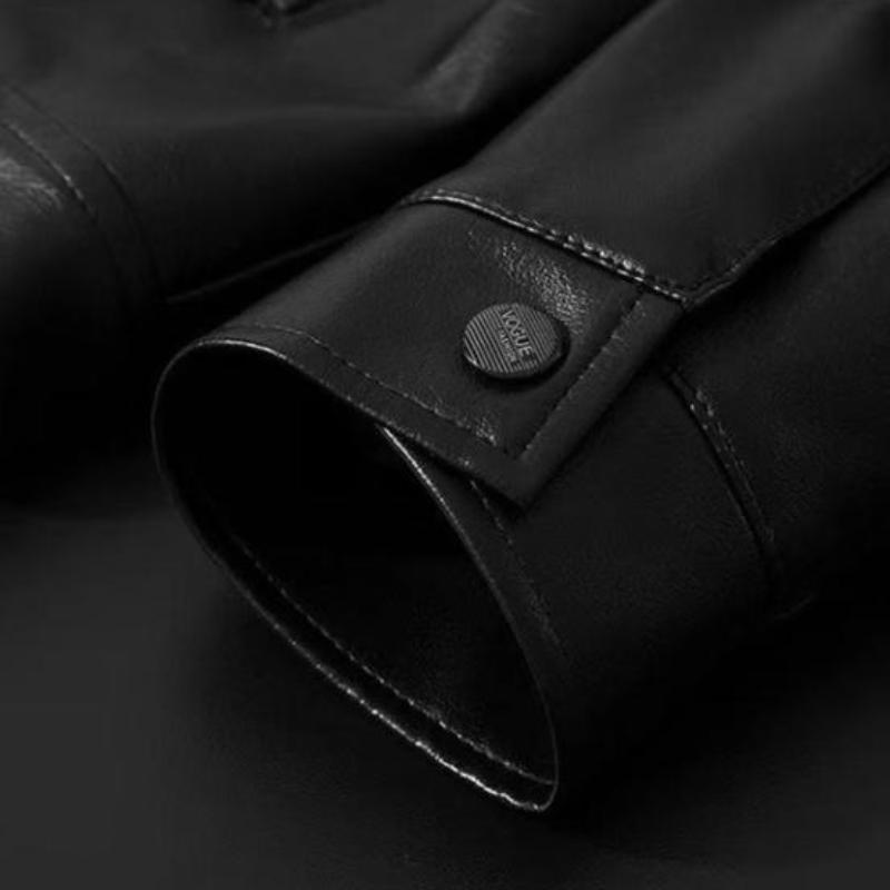 Norla — Men's Textured Leather Jacket with Wool - Fleece Lining (Black XS) - | Zavonix
