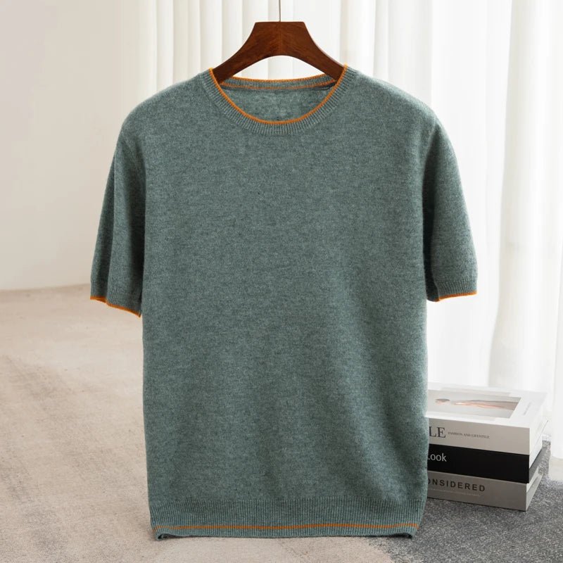 Norla — Premium Cashmere Knit Shirt with Color Accents (Gray S) - | Zavonix