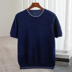 Norla — Premium Cashmere Knit Shirt with Color Accents (Navy Blue S) - | Zavonix