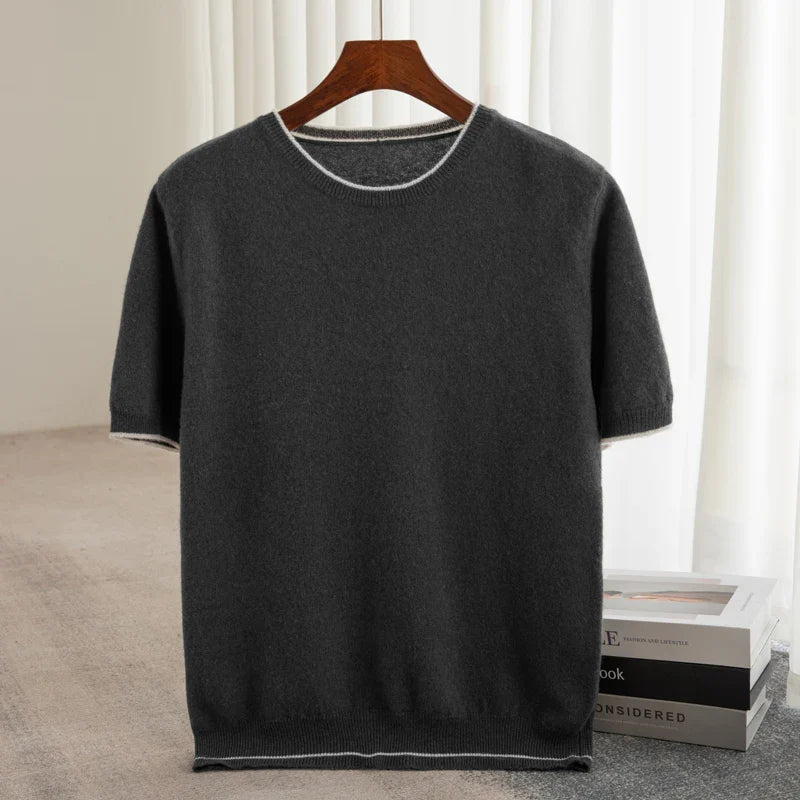 Norla — Premium Cashmere Knit Shirt with Color Accents (Gray S) - | Zavonix