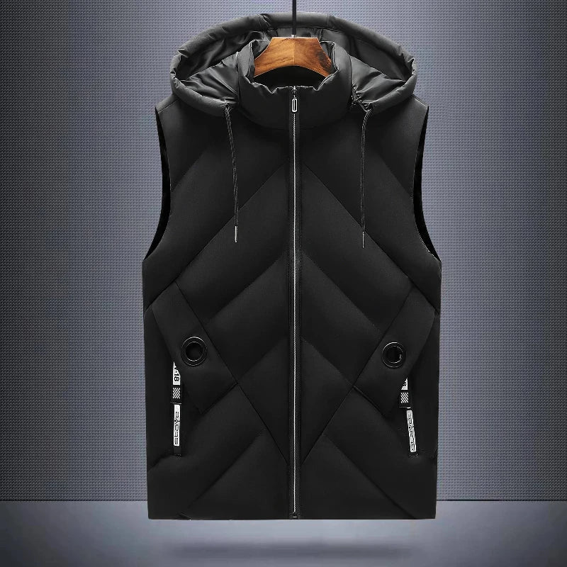 Norla — Quilted Insulated Vest with Adjustable Hood for Cold Weather (Black XS) - | Zavonix