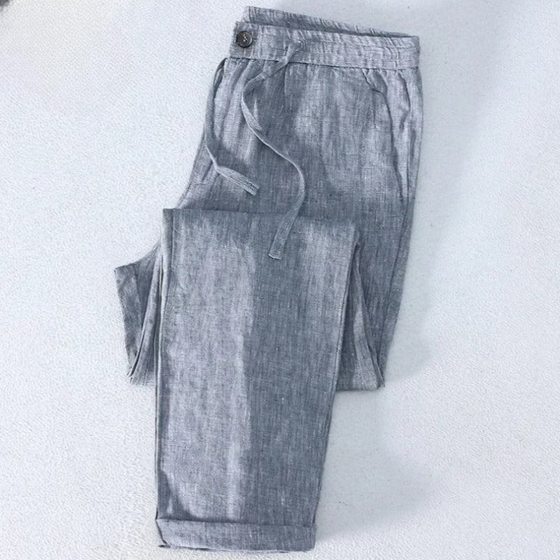 Norla — Relaxed Fit 100% Linen Pants for Warm Weather (Light Gray XS (28 - 29)) - | Zavonix