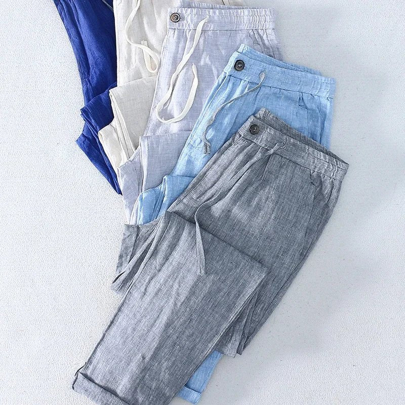 Norla — Relaxed Fit 100% Linen Pants for Warm Weather (Light Gray XS (28 - 29)) - | Zavonix