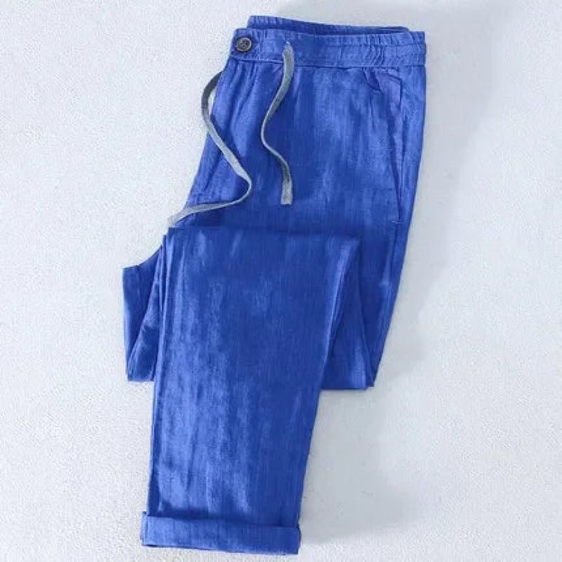 Norla — Relaxed Fit 100% Linen Pants for Warm Weather (Navy Blue XS (28 - 29)) - | Zavonix