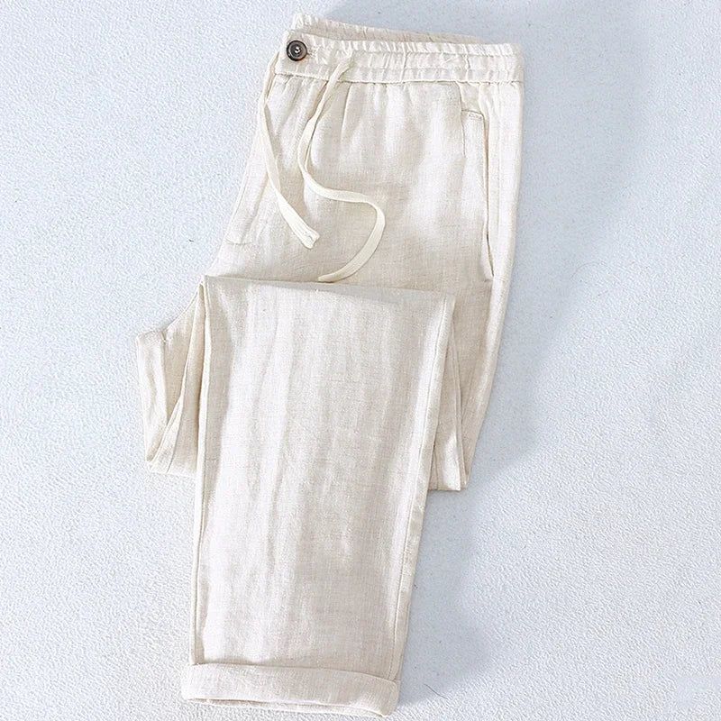 Norla — Relaxed Fit 100% Linen Pants for Warm Weather (Light Gray XS (28 - 29)) - | Zavonix