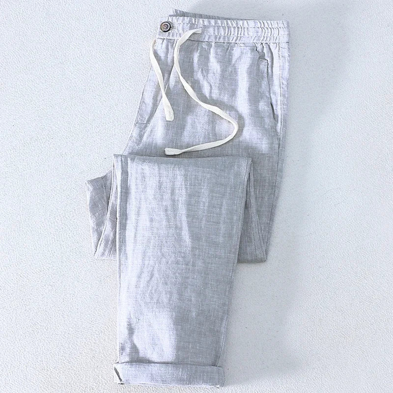 Norla — Relaxed Fit 100% Linen Pants for Warm Weather (Light Gray XS (28 - 29)) - | Zavonix
