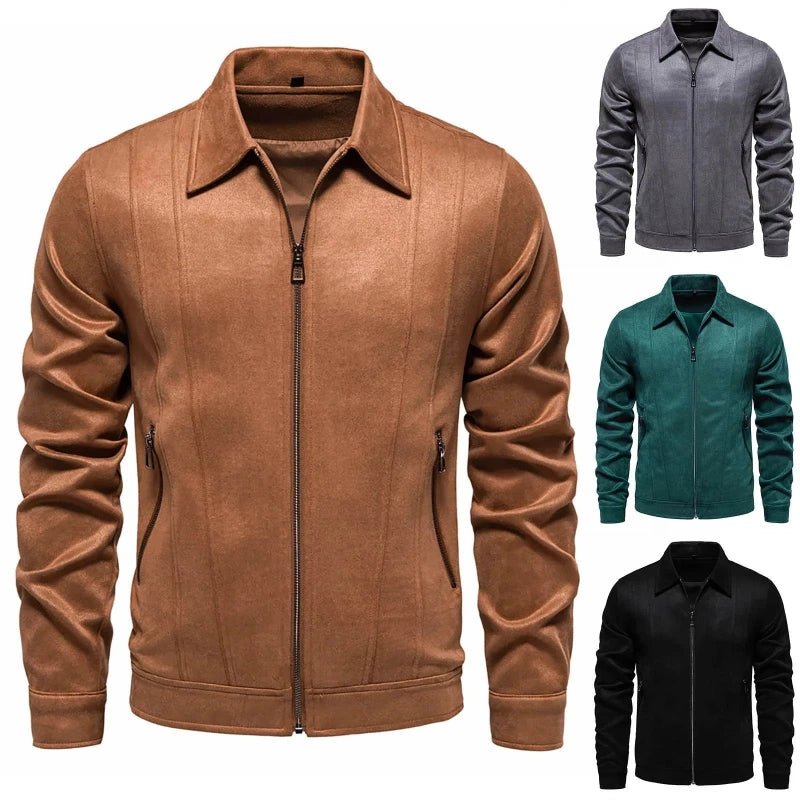 Norla Suede Jacket — Soft, Durable Tailored Outerwear with Zipper Pockets (Black S) - | Zavonix