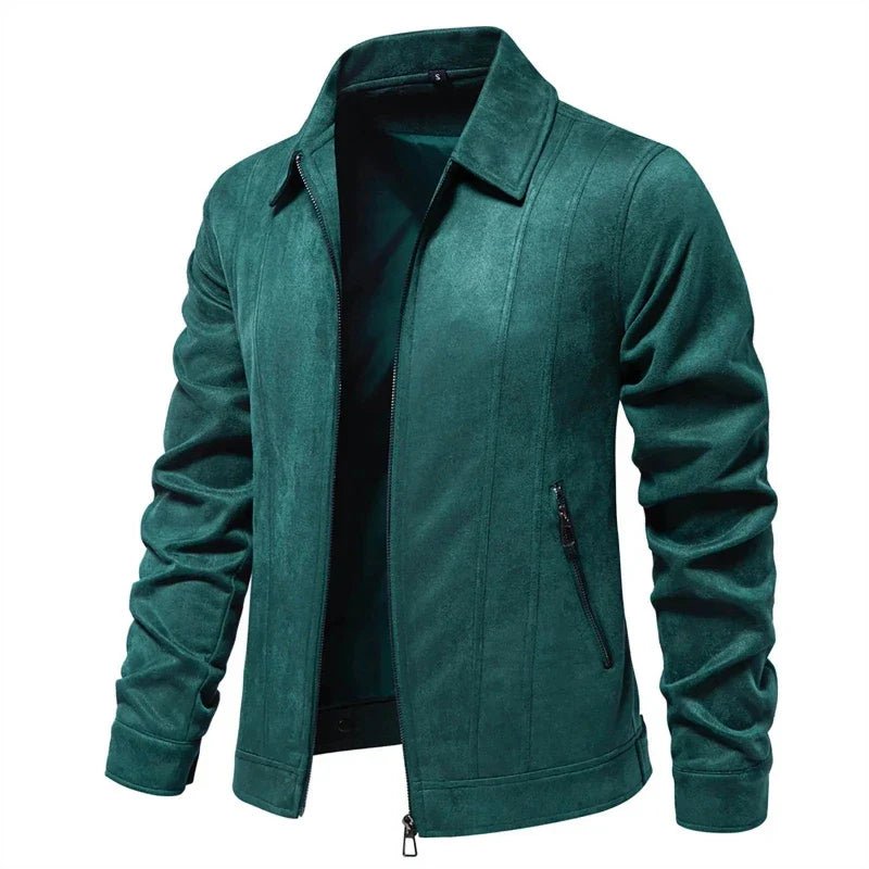 Norla Suede Jacket — Soft, Durable Tailored Outerwear with Zipper Pockets (Black S) - | Zavonix