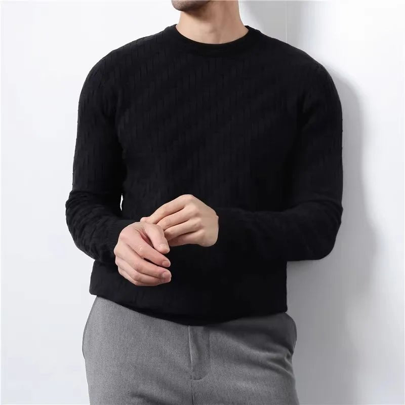 Norla — Tailored Textured Knit Sweater with Soft Viscose Fabric (Black S) - | Zavonix
