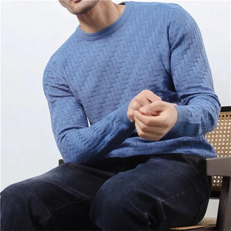 Norla — Tailored Textured Knit Sweater with Soft Viscose Fabric (Blue S) - | Zavonix